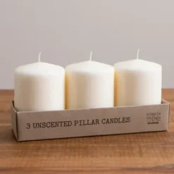 Candles-Kirkland's Home 4 In. Pillar Candles, Set Of 3 Ivory