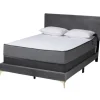 Beds & Headboards-Kirkland's Home Abba Velvet Ribbed Queen Bed Frame Gray