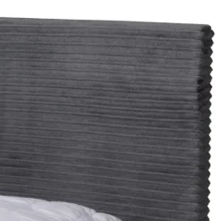 Beds & Headboards-Kirkland's Home Abba Velvet Ribbed Queen Bed Frame Gray