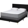 Beds & Headboards-Kirkland's Home Abba Velvet Ribbed Queen Bed Frame Black