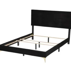 Beds & Headboards-Kirkland's Home Abba Velvet Ribbed Queen Bed Frame Black