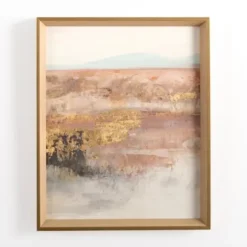 Framed Art-Kirkland's Home Abstract Desert With Gold Foil Framed Art Print Brown/Tan/Gold