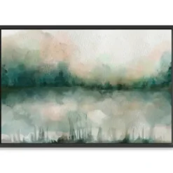 Framed Art-Kirkland's Home Abstract Foggy Marsh Framed Wall Art Tan/Gray/Green
