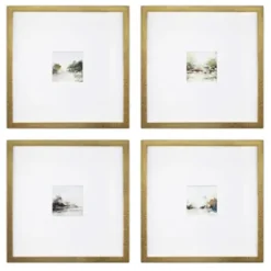 Framed Art-Kirkland's Home Abstract Landscape Framed Art Prints, Set Of 4 White/Green/Blue