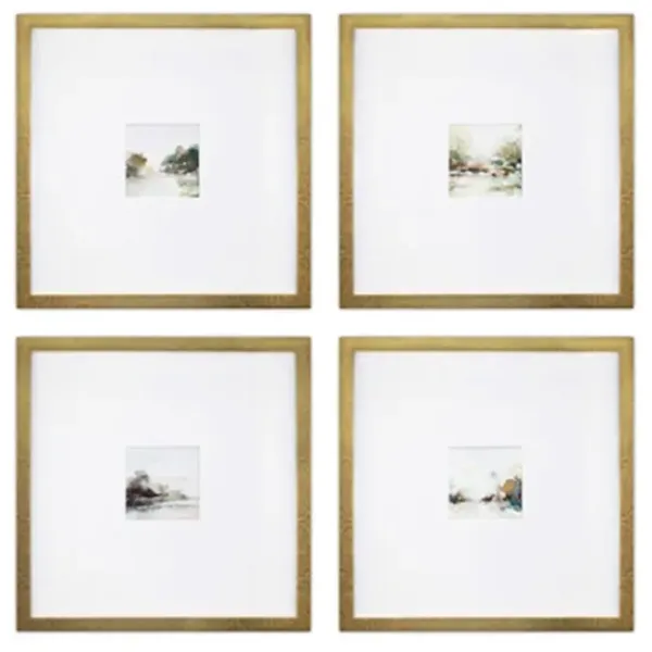 Framed Art-Kirkland's Home Abstract Landscape Framed Art Prints, Set Of 4 White/Green/Blue