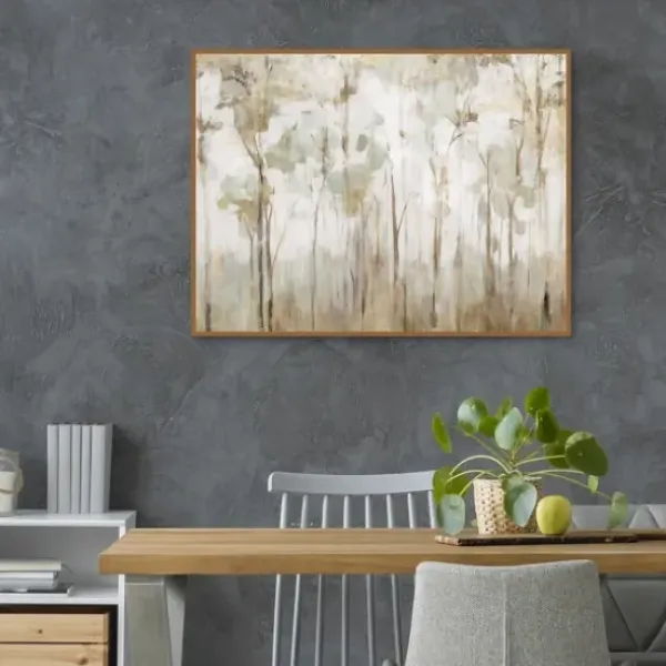 Canvas Art-Kirkland's Home Abstract Woodland Forest Framed Canvas Art Print Gray/White