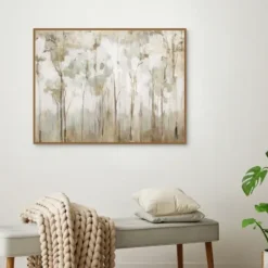 Canvas Art-Kirkland's Home Abstract Woodland Forest Framed Canvas Art Print Gray/White