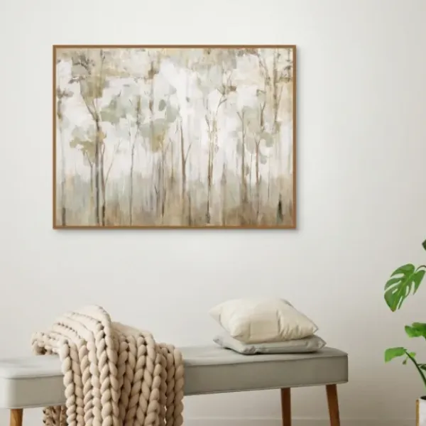 Canvas Art-Kirkland's Home Abstract Woodland Forest Framed Canvas Art Print Gray/White