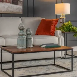 Coffee Tables-Kirkland's Home Acacia Wood And Black Iron Coffee Table Brown