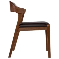 Dining Chairs-Kirkland's Home Acacia Wood And Faux Leather Dining Chair Black