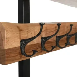 Entryway Furniture-Kirkland's Home Acacia Wood Modern Storage Hooks Hall Tree