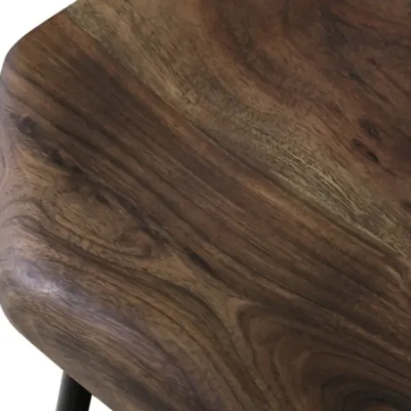 Bar Stools & Counter Height Stools-Kirkland's Home Acacia Wood Seat Wrought Iron Base Counter Stool Brown