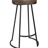 Bar Stools & Counter Height Stools-Kirkland's Home Acacia Wood Seat Wrought Iron Base Bar Stool Brown