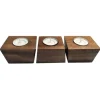 Candle Holders-Kirkland's Home Acacia Wood Tealight Holders, Set Of 3 Brown