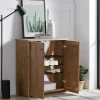 Entryway Furniture-Kirkland's Home Acacia Wood X Back Storage Shoe Cubbie Black/Brown