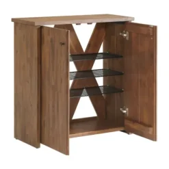 Entryway Furniture-Kirkland's Home Acacia Wood X Back Storage Shoe Cubbie Black/Brown