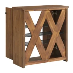 Entryway Furniture-Kirkland's Home Acacia Wood X Back Storage Shoe Cubbie Black/Brown