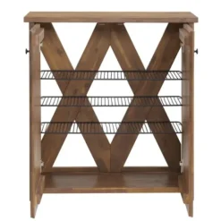 Entryway Furniture-Kirkland's Home Acacia Wood X Back Storage Shoe Cubbie Black/Brown