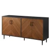Tv Stands & Media Consoles-Kirkland's Home Acorn And Black Chevron Door Tv Stand Brown