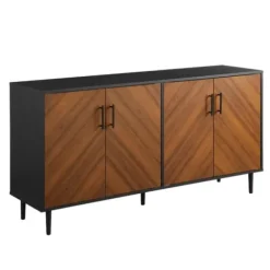 Tv Stands & Media Consoles-Kirkland's Home Acorn And Black Chevron Door Tv Stand Brown