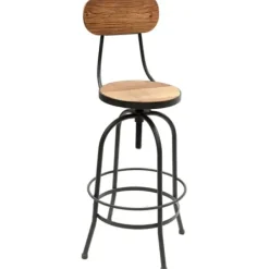 Bar Stools & Counter Height Stools-Kirkland's Home Adjustable Wood And Metal Industrial Bar Stool Brown