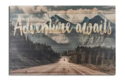 Wall Quotes & Signs-Kirkland's Home Adventure Awaits Wood Art Print Blue/Green