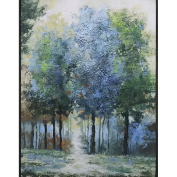 Framed Art-Kirkland's Home Afternoon Light Forest Framed Art Print Blue/Green/White/Black