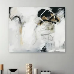Canvas Art-Kirkland's Home Against All Odds Abstract Canvas Art Print White/Black/Gold