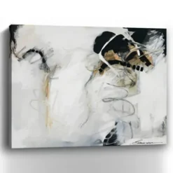 Canvas Art-Kirkland's Home Against All Odds Abstract Canvas Art Print White/Black/Gold