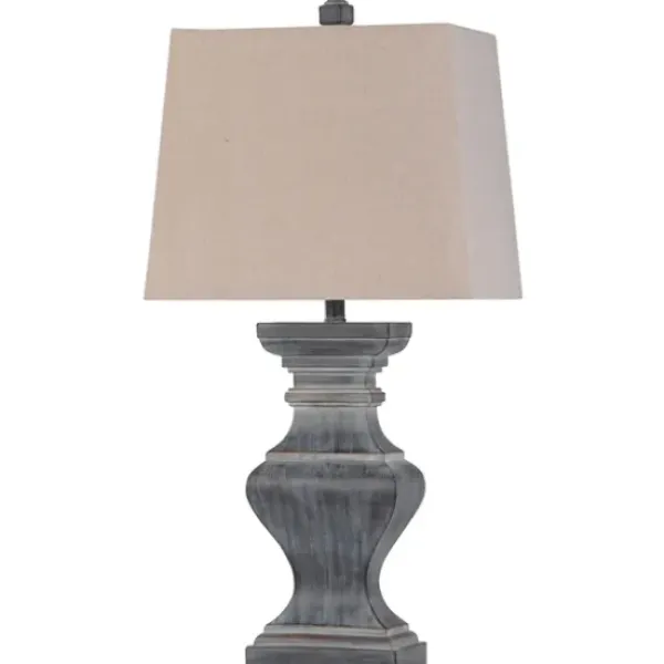 Table Lamps-Kirkland's Home Aged Black Candlestick Base Table Lamp, 33 In. White