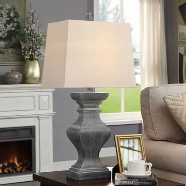 Table Lamps-Kirkland's Home Aged Black Candlestick Base Table Lamp, 33 In. White