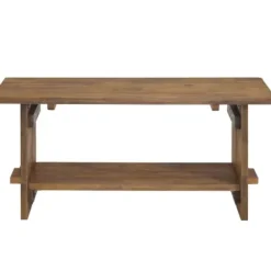 Benches & Ottomans-Kirkland's Home Aged Brown Acacia Wood Board Bench