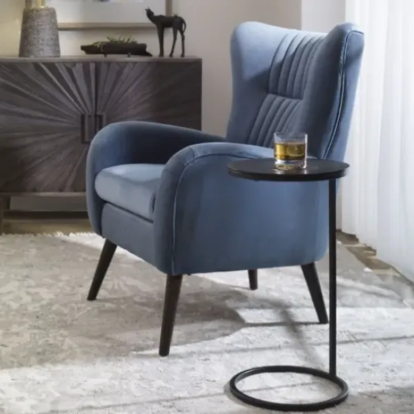 Accent & End Tables-Kirkland's Home Aged Metal Frame Slab Top Accent Table Black