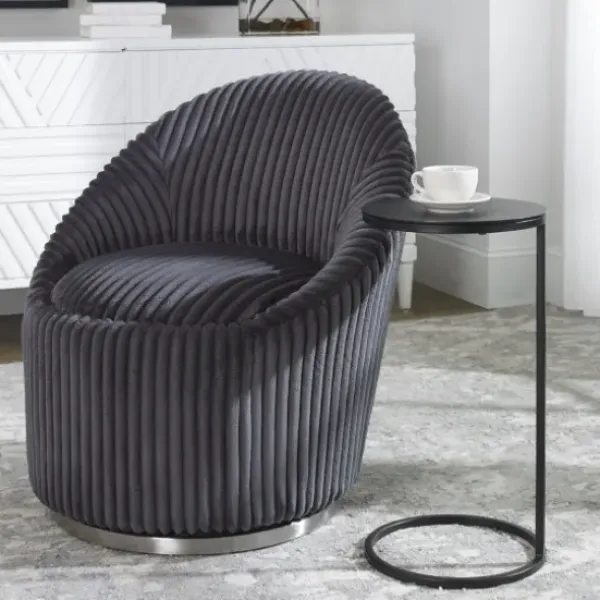 Accent & End Tables-Kirkland's Home Aged Metal Frame Slab Top Accent Table Black