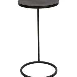 Accent & End Tables-Kirkland's Home Aged Metal Frame Slab Top Accent Table Black
