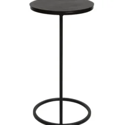 Accent & End Tables-Kirkland's Home Aged Metal Frame Slab Top Accent Table Black