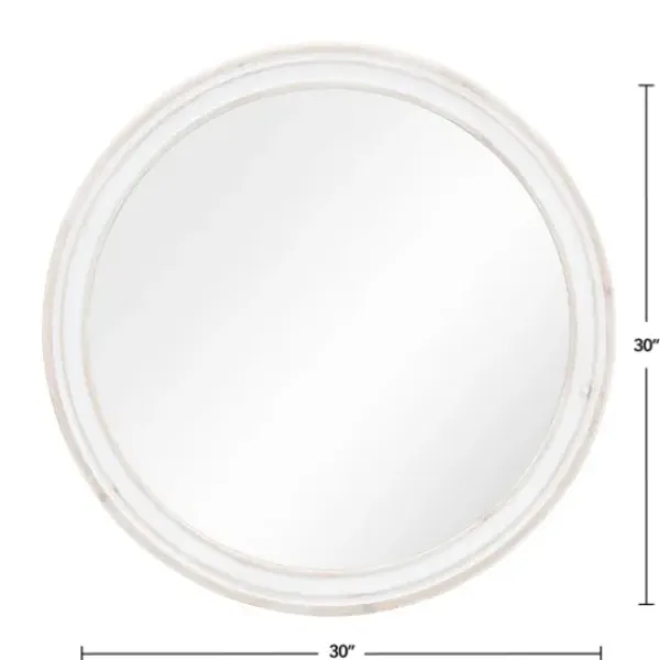 Decorative Mirrors-Kirkland's Home Aged Wood Round Mirror White
