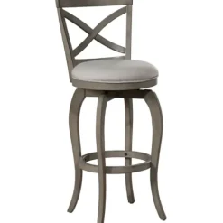 Bar Stools & Counter Height Stools-Kirkland's Home Aged X Back Counter Swivel Stool Gray