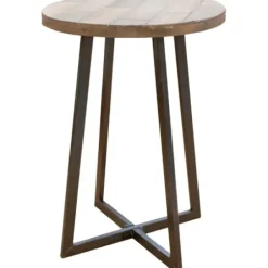 Accent & End Tables-Kirkland's Home Allie Natural Wood And Metal Accent Table Brown/Black