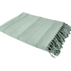 Blankets & Throws-Kirkland's Home Aloe Woven Stripes Cotton Throw Blue