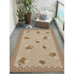 Outdoor Rugs-Kirkland's Home Aloha Ivory Geometric Indoor/Outdoor Area Rug, 3X5 Ivory/Gray