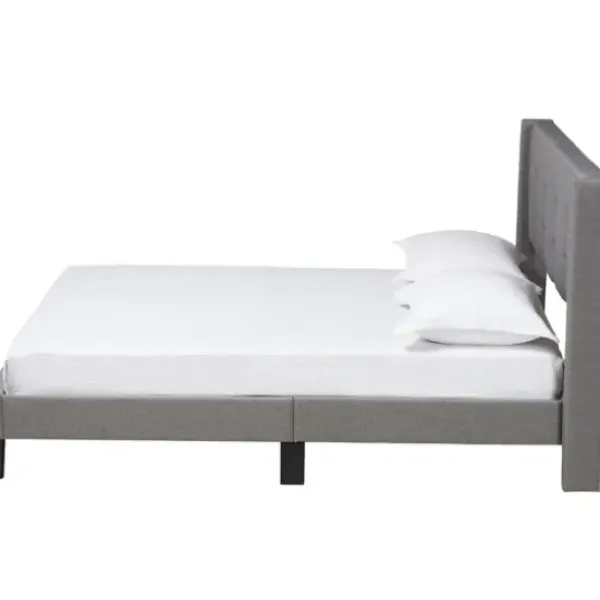 Beds & Headboards-Kirkland's Home Amala Button Tufted Queen Bed Frame Gray
