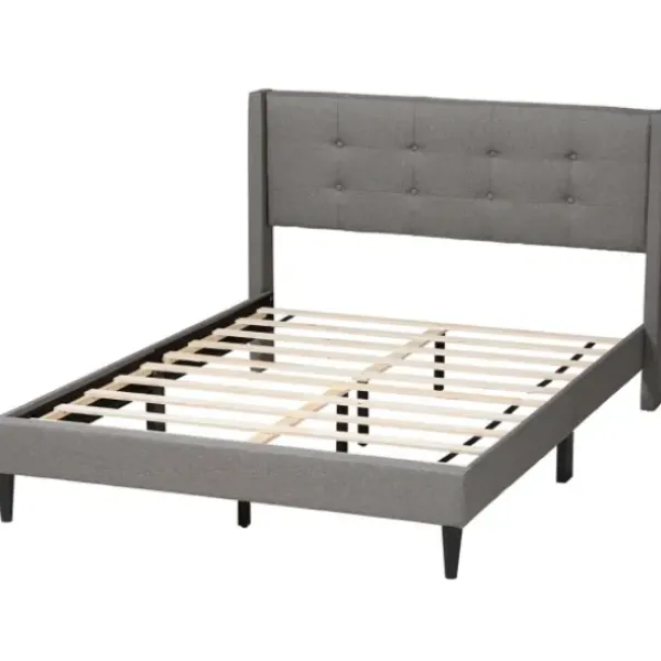 Beds & Headboards-Kirkland's Home Amala Button Tufted Queen Bed Frame Gray