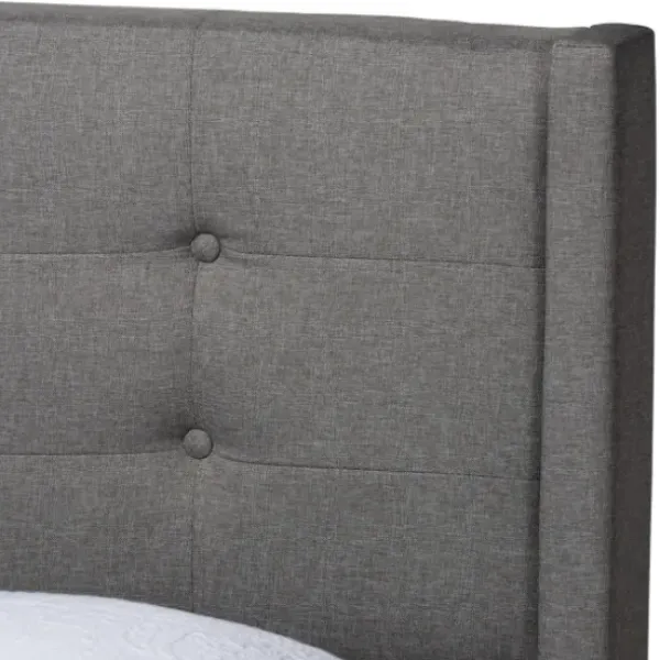 Beds & Headboards-Kirkland's Home Amala Button Tufted Queen Bed Frame Gray
