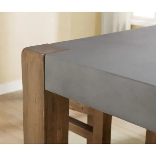 Dining Tables-Kirkland's Home Amber Wood Faux Concrete Top Dining Table Brown