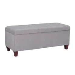 Entryway Furniture-Kirkland's Home Amelia Tufted Shoe Storage Ottoman Bench Gray