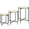 Accent & End Tables-Kirkland's Home Anastasia Mirrored Metal Accent Tables, Set Of 3 Black