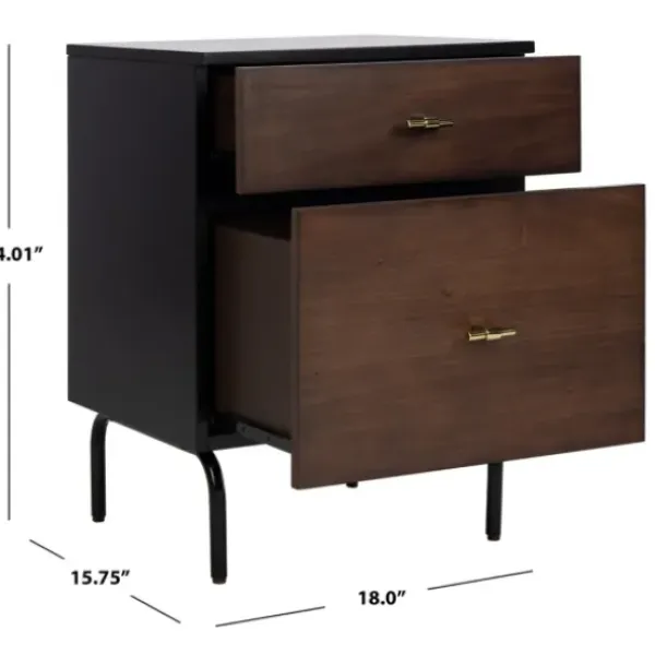 Nightstands-Kirkland's Home And Black 2-Drawer Nightstand Brown