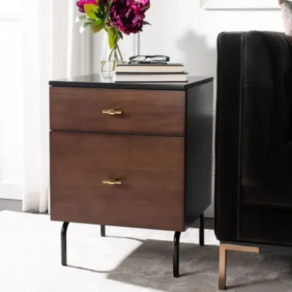 Nightstands-Kirkland's Home And Black 2-Drawer Nightstand Brown