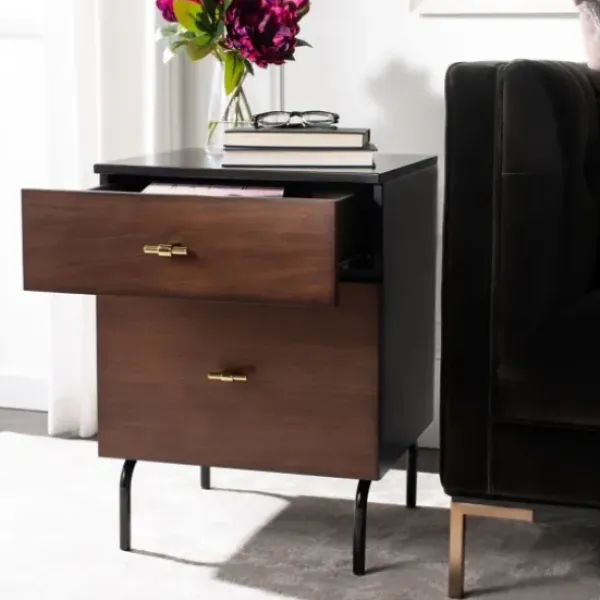 Nightstands-Kirkland's Home And Black 2-Drawer Nightstand Brown